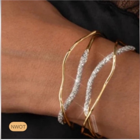 ALEXIS BITTAR • Solanales Gold Silver Crystal Cuff Bracelet - Picture 3 of 16